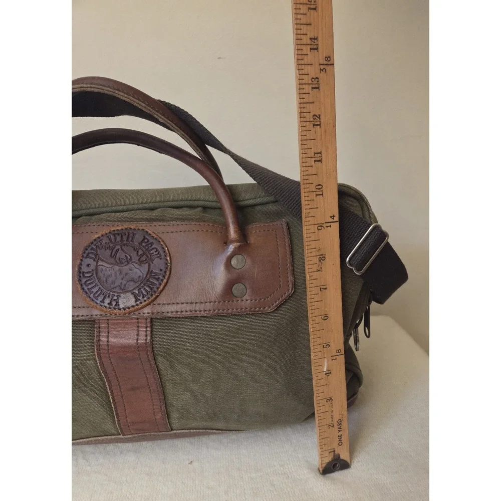 Duluth Pack Olive Canvas & Leather Weekender Duffel Bag — USA Made — Moose Logo